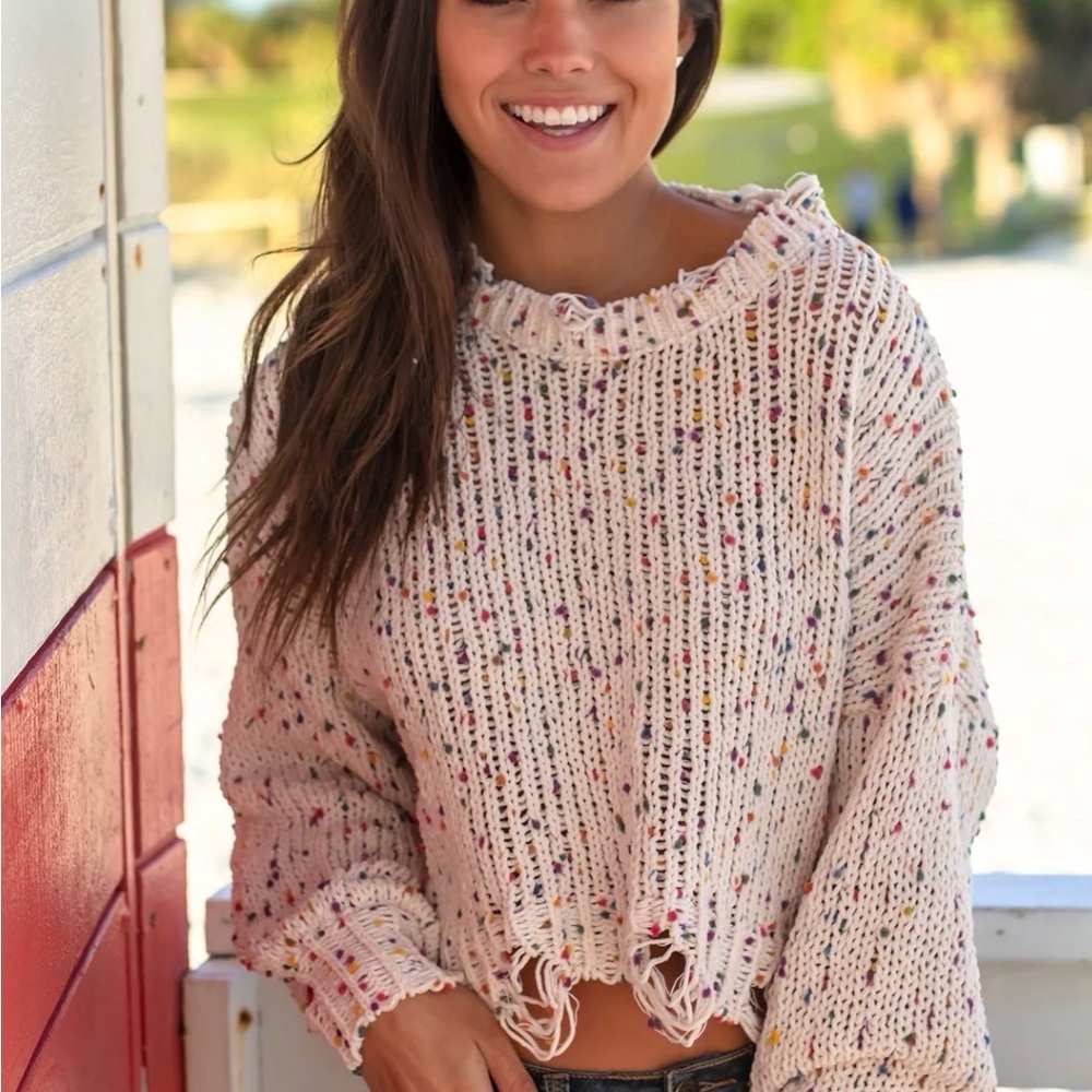 POL Cream Multicolor Knit Sweater